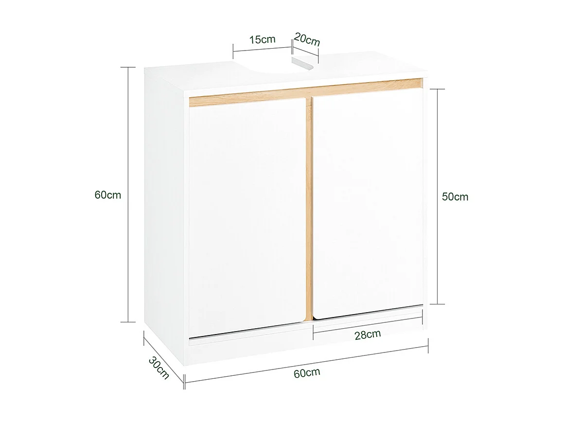 SoBuy BZR78-W Meuble sous-Lavabo, Meuble sous Vasque, Meuble Salle de Bain avec 2 Étages et 2 Portes