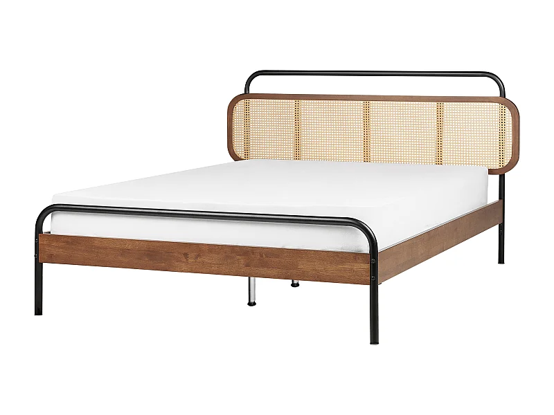Bett mit Lattenrost Rattan BOUSSICOURT 140 x 200 cm Dunkelbraun
