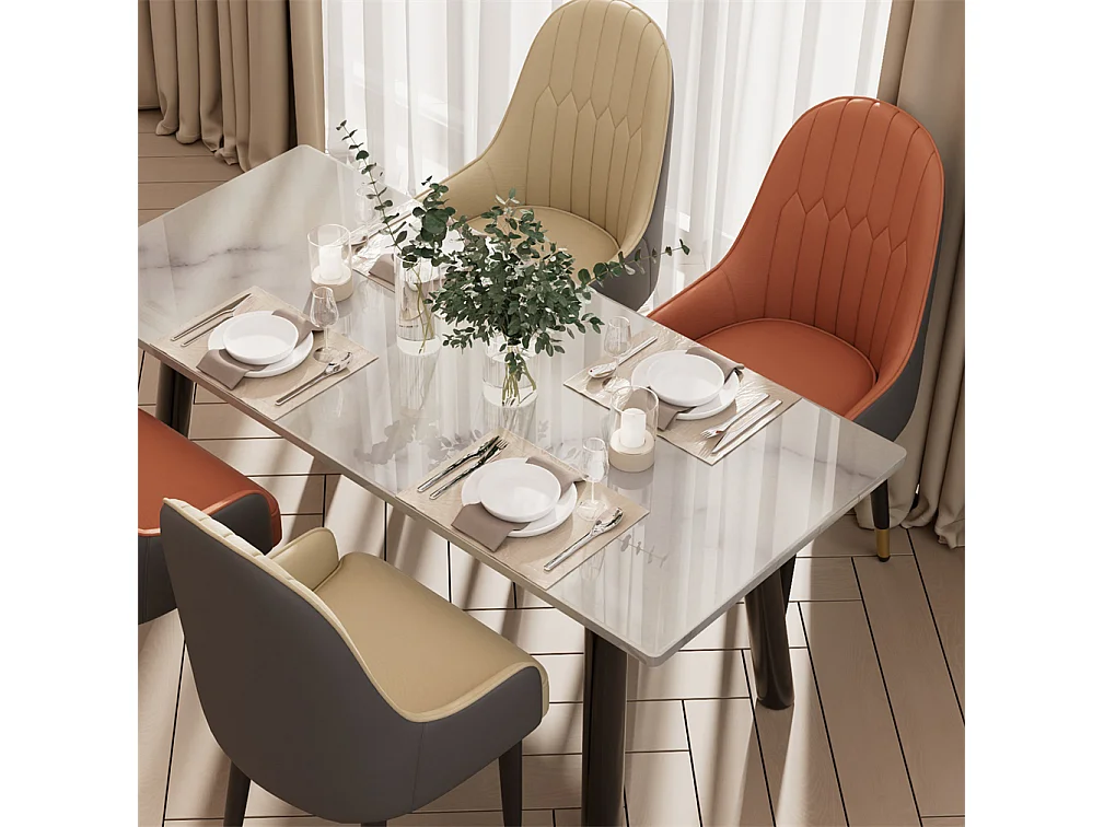 Sillas de comedor juego de 2 sillas de cocina cómodas sillones de mesa de comedor en cuero 52x49x90cm - Crema blanco