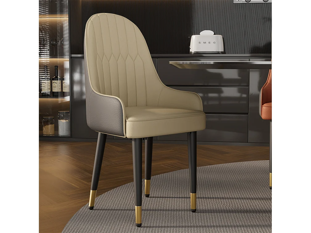 Chaises de Salle à Manger Lot de 2 Chaise de Cuisine Confortable Fauteuil de Table à Manger en Cuir 52x49x90cm - Crème Blanc