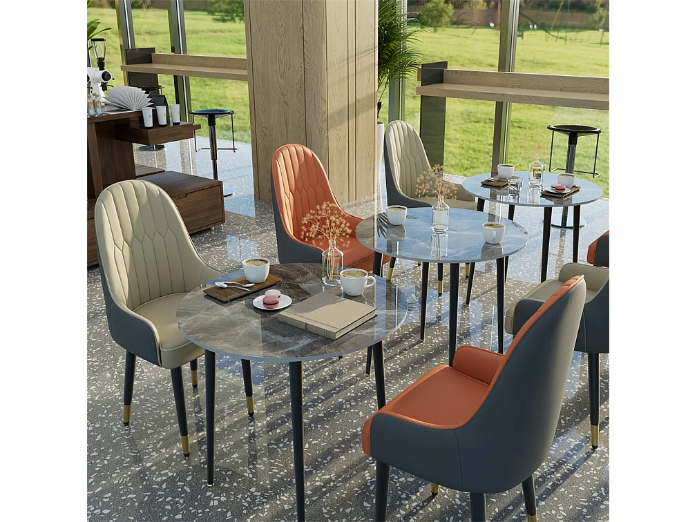 Chaises de Salle à Manger Lot de 2 Chaise de Cuisine Confortable Fauteuil de Table à Manger en Cuir 52x49x90cm - Crème Blanc