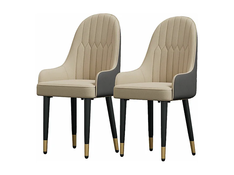 Chaises de Salle à Manger Lot de 2 Chaise de Cuisine Confortable Fauteuil de Table à Manger en Cuir 52x49x90cm - Crème Blanc