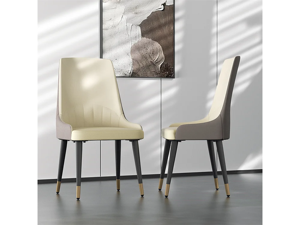 2er-Set Esszimmerstühle FATIVO - Mikrofaser in Lederoptik - Metallbeine