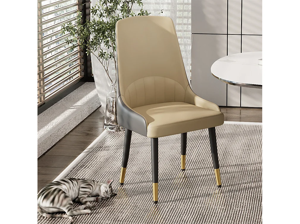 2er-Set Esszimmerstühle FATIVO - Mikrofaser in Lederoptik - Metallbeine