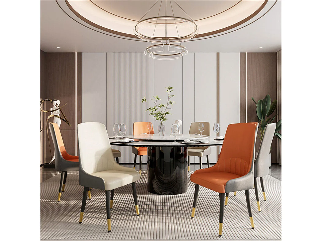 2er-Set Esszimmerstühle FATIVO - Mikrofaser in Lederoptik - Metallbeine