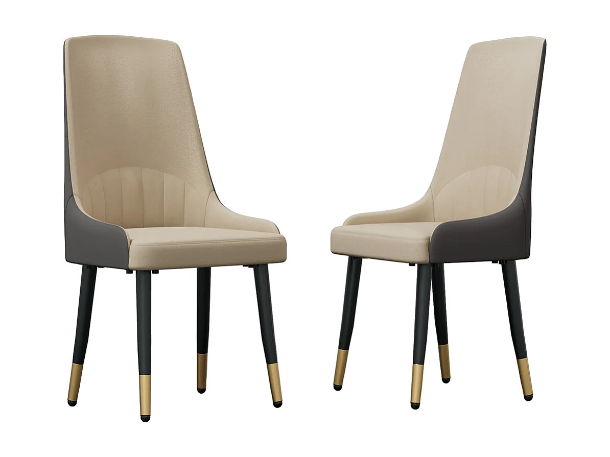 2er-Set Esszimmerstühle FATIVO - Mikrofaser in Lederoptik - Metallbeine