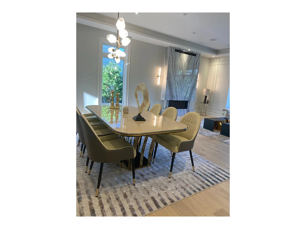 Lot de 2 chaises de salle à manger FATIVO - Microfibre aspect cuir - Pieds en métal