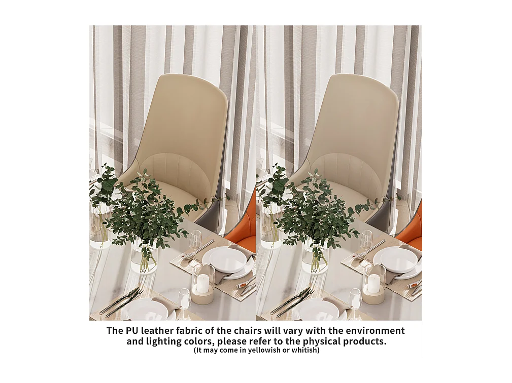 Lot de 2 chaises de salle à manger FATIVO - Microfibre aspect cuir - Pieds en métal