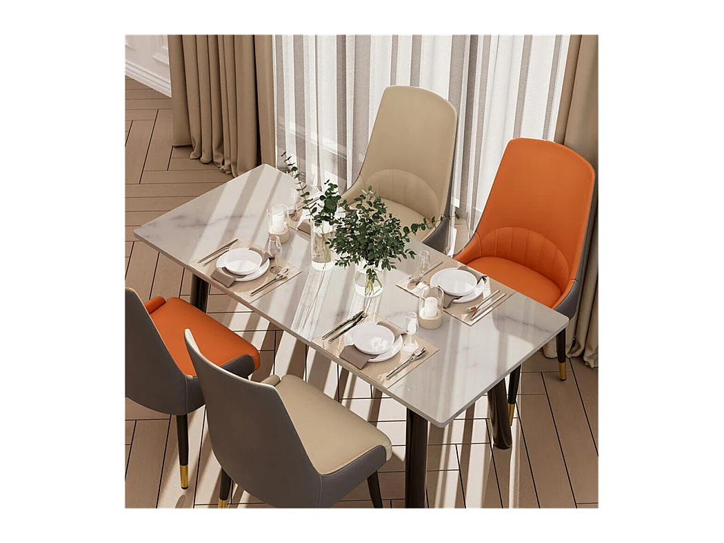 Lot de 2 chaises de salle à manger FATIVO - Microfibre aspect cuir - Pieds en métal