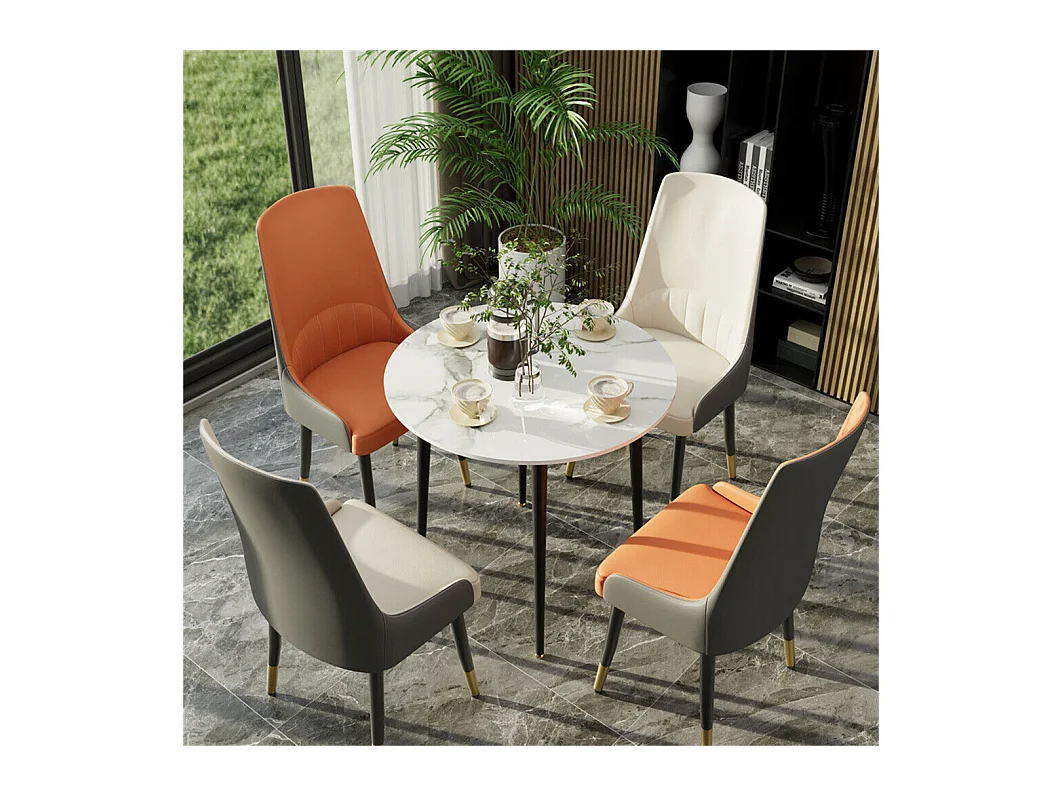 Lot de 2 chaises de salle à manger FATIVO - Microfibre aspect cuir - Pieds en métal