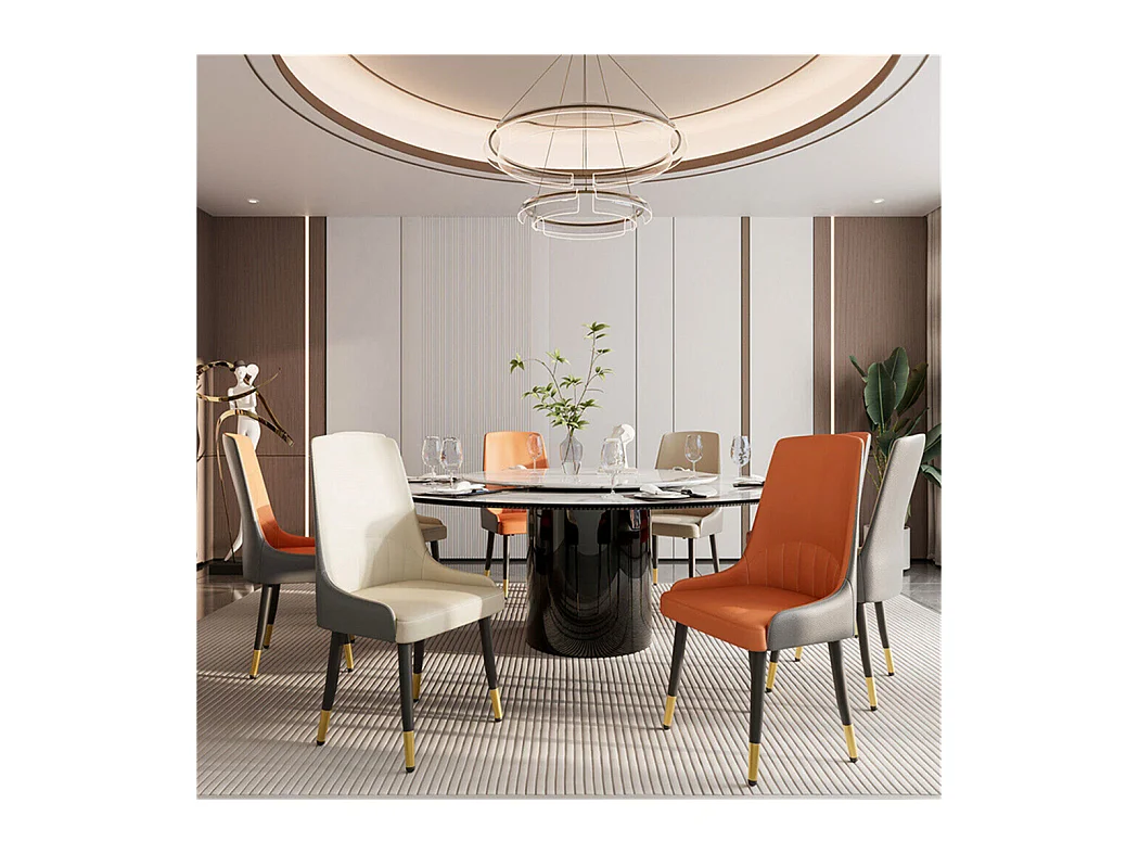 Lot de 2 chaises de salle à manger FATIVO - Microfibre aspect cuir - Pieds en métal