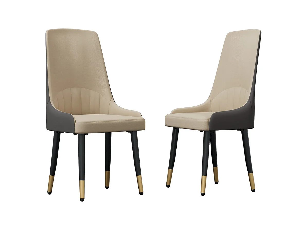 Lot de 2 chaises de salle à manger FATIVO - Microfibre aspect cuir - Pieds en métal