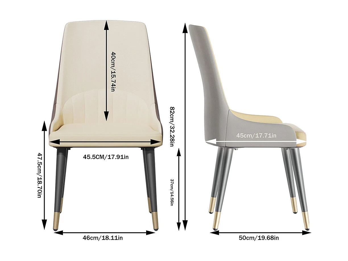 Conjunto de 2 cadeiras de jantar FATIVO - Microfibra efeito couro - Pés de metal