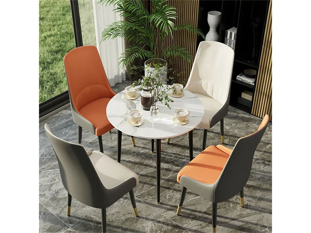 Conjunto de 2 cadeiras de jantar FATIVO - Microfibra efeito couro - Pés de metal