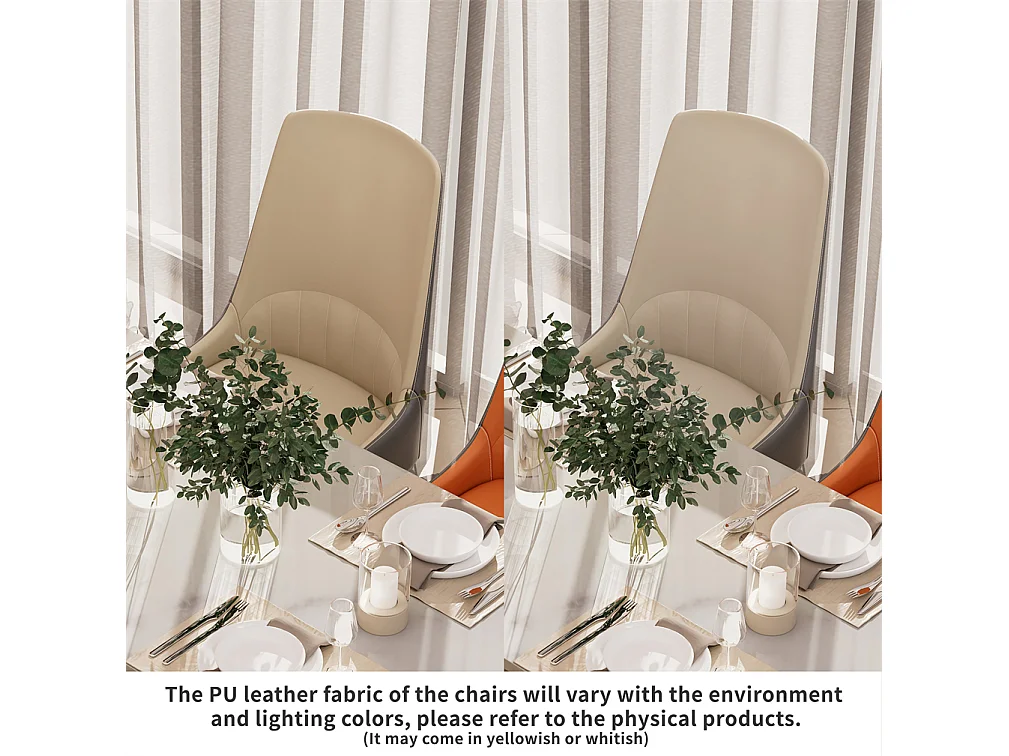 Conjunto de 2 cadeiras de jantar FATIVO - Microfibra efeito couro - Pés de metal