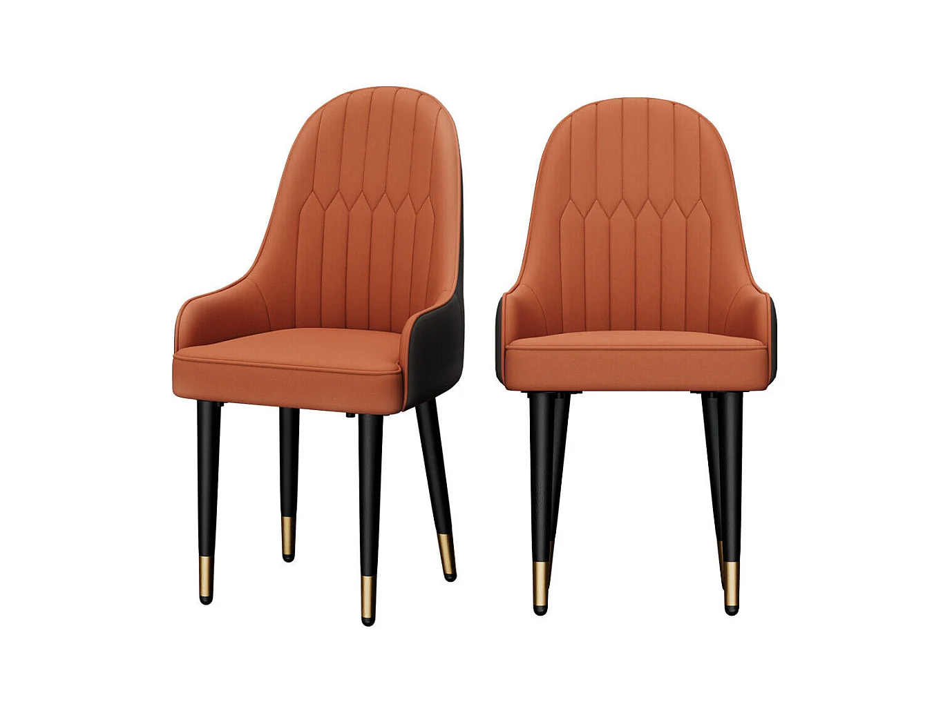 Chaises de Salle à Manger Lot de 2 Chaise de Cuisine Confortable Fauteuil de Table à Manger en Cuir 52x49x90cm - Orange