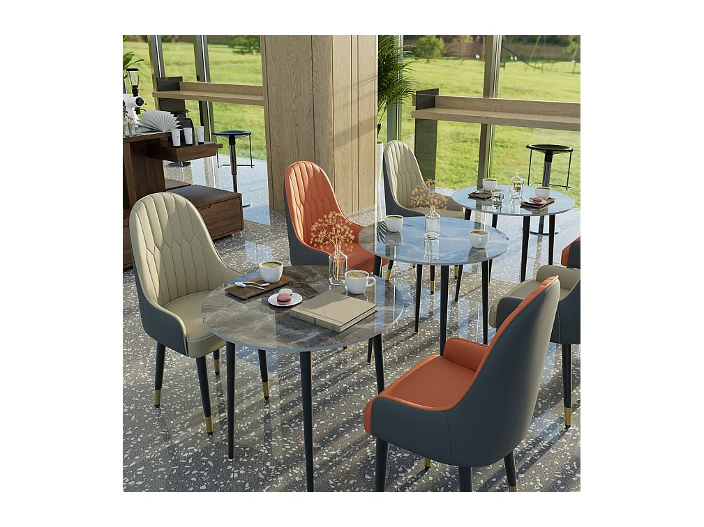 Chaises de Salle à Manger Lot de 2 Chaise de Cuisine Confortable Fauteuil de Table à Manger en Cuir 52x49x90cm - Orange