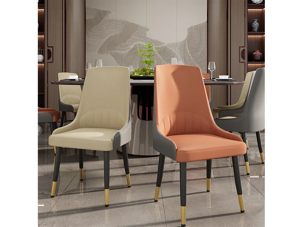 2er-Set Esszimmerstühle FATIVO - Mikrofaser in Lederoptik - Metallbeine