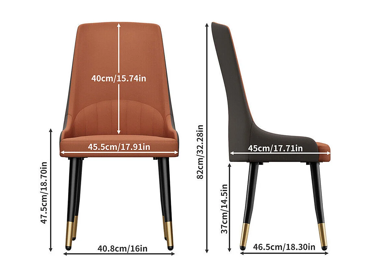 Lot de 2 chaises de salle à manger FATIVO - Microfibre aspect cuir - Pieds en métal