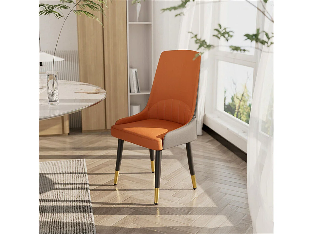 Lot de 2 chaises de salle à manger FATIVO - Microfibre aspect cuir - Pieds en métal