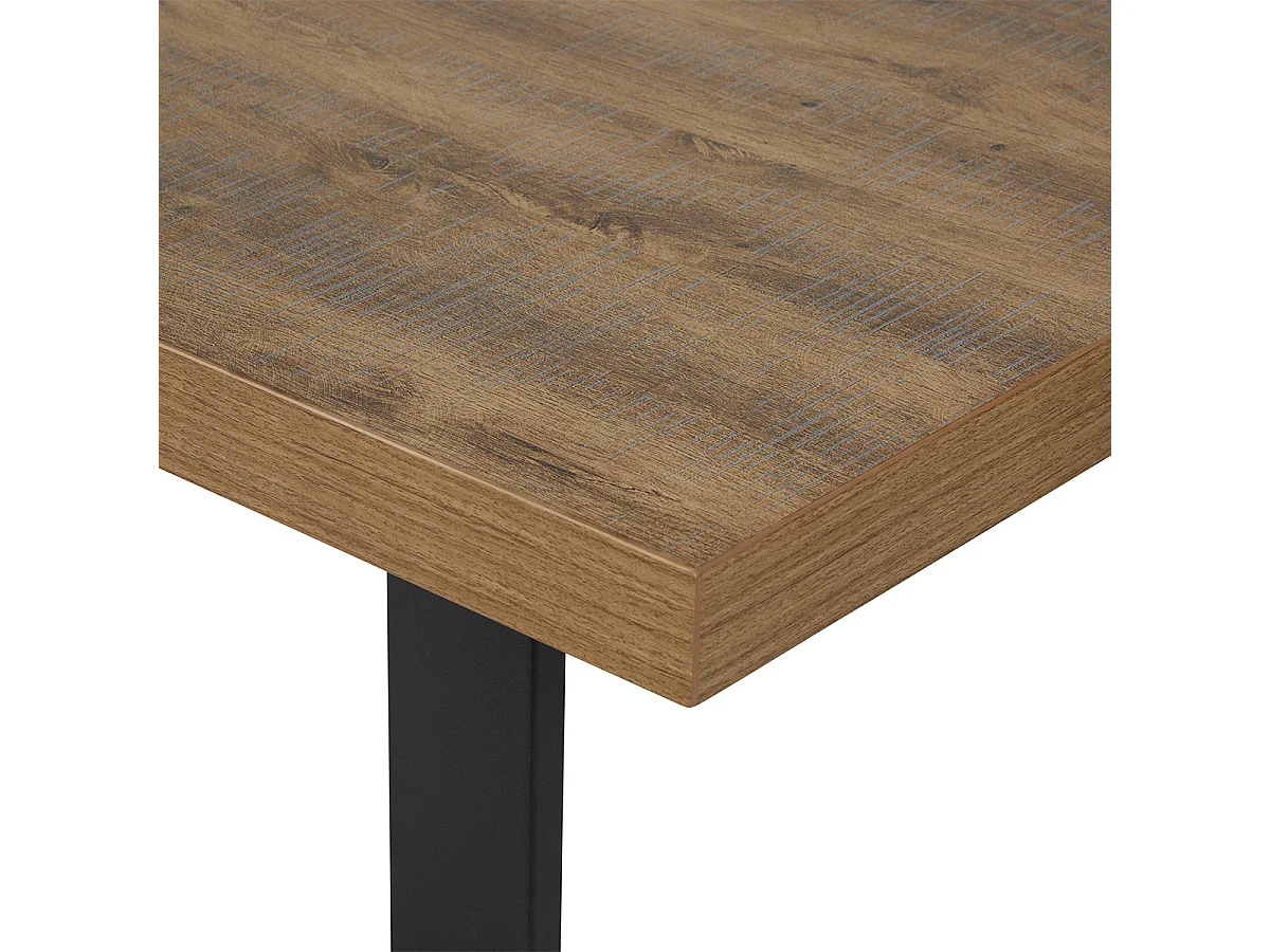 DENVER - Table Rectangulaire 200cm Aspect Bois Piètement U Métal Noir
