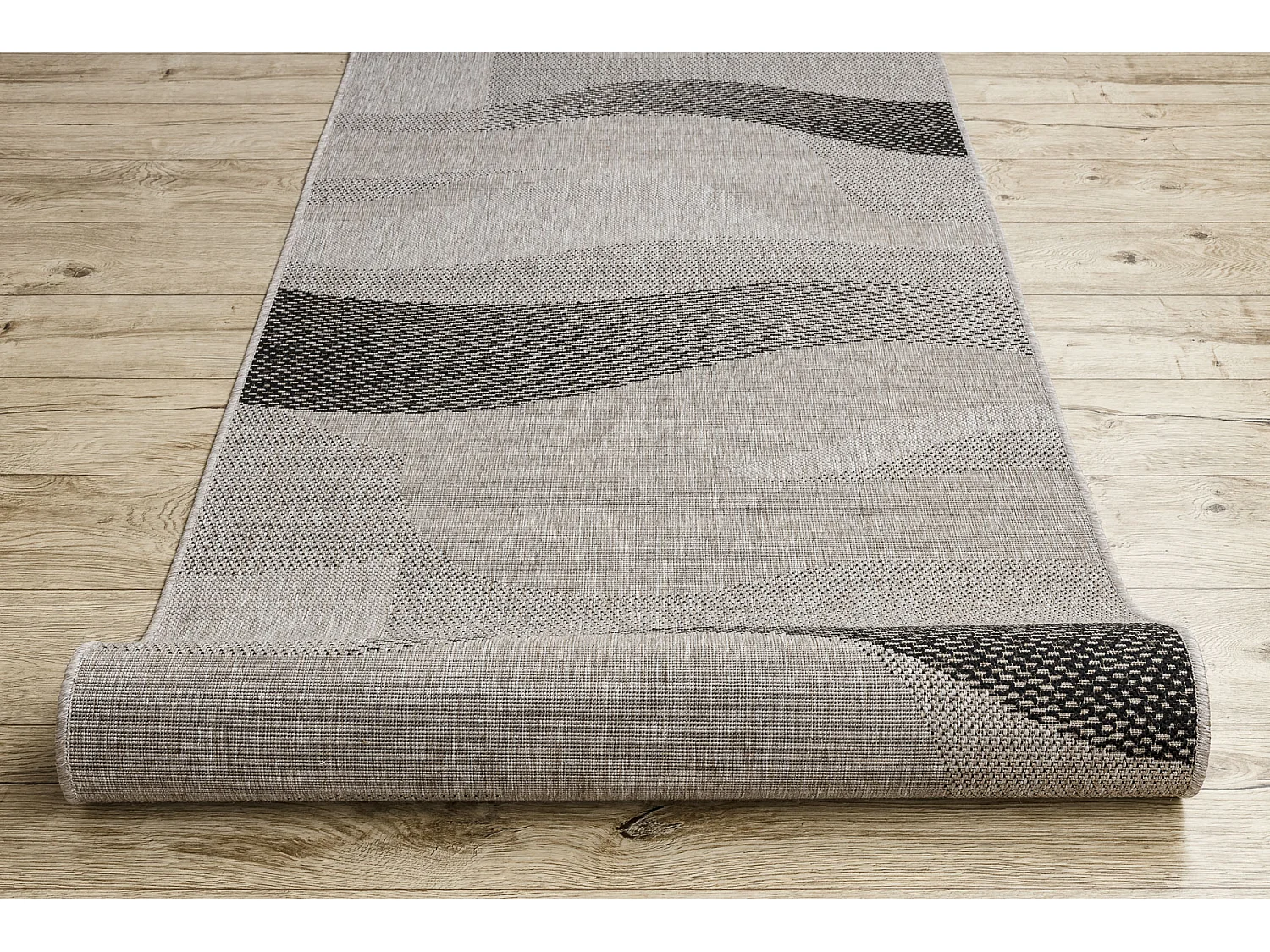 CHODNIK SIZAL FLOORLUX wzór 20212 silver / black 120 cm 120x770 cm