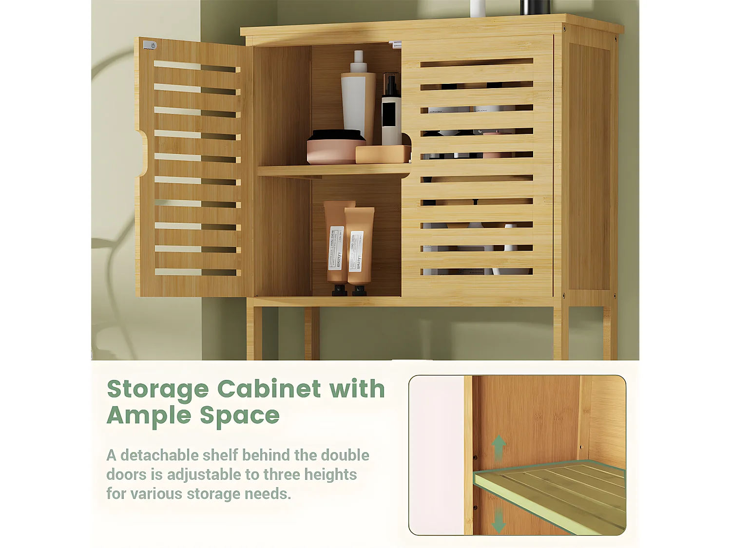 Meuble de Toilette WC Rangement Bambou Dessus des Toilettes Salle de Bain avec Etagère