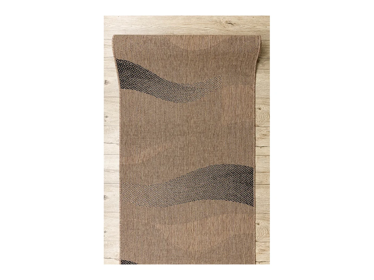 TAPIS DE COULOIR SIZAL FLOORLUX modèle 20212 café / noir 120x140 cm