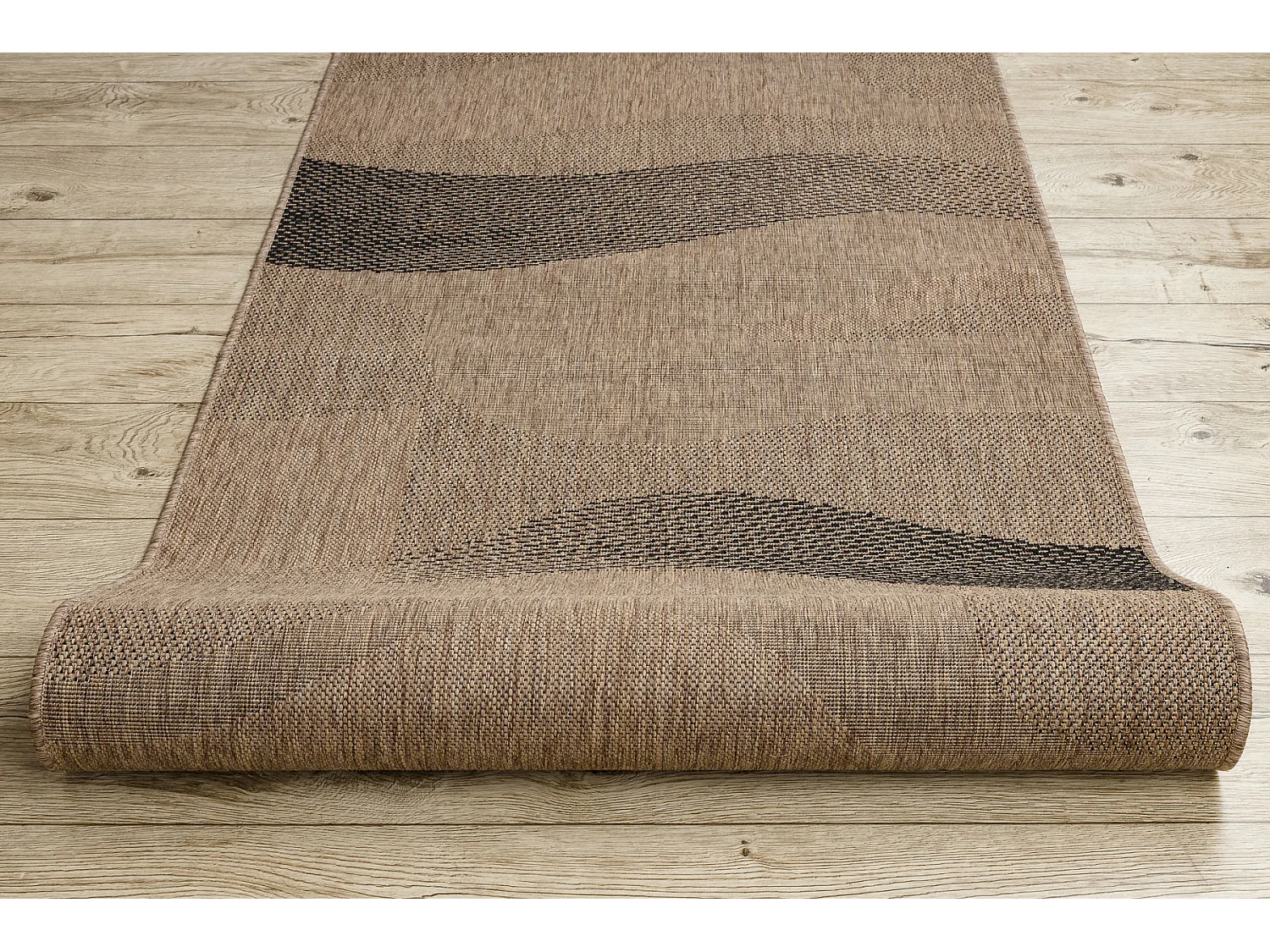 TAPIS DE COULOIR SIZAL FLOORLUX modèle 20212 café / noir 120x690 cm