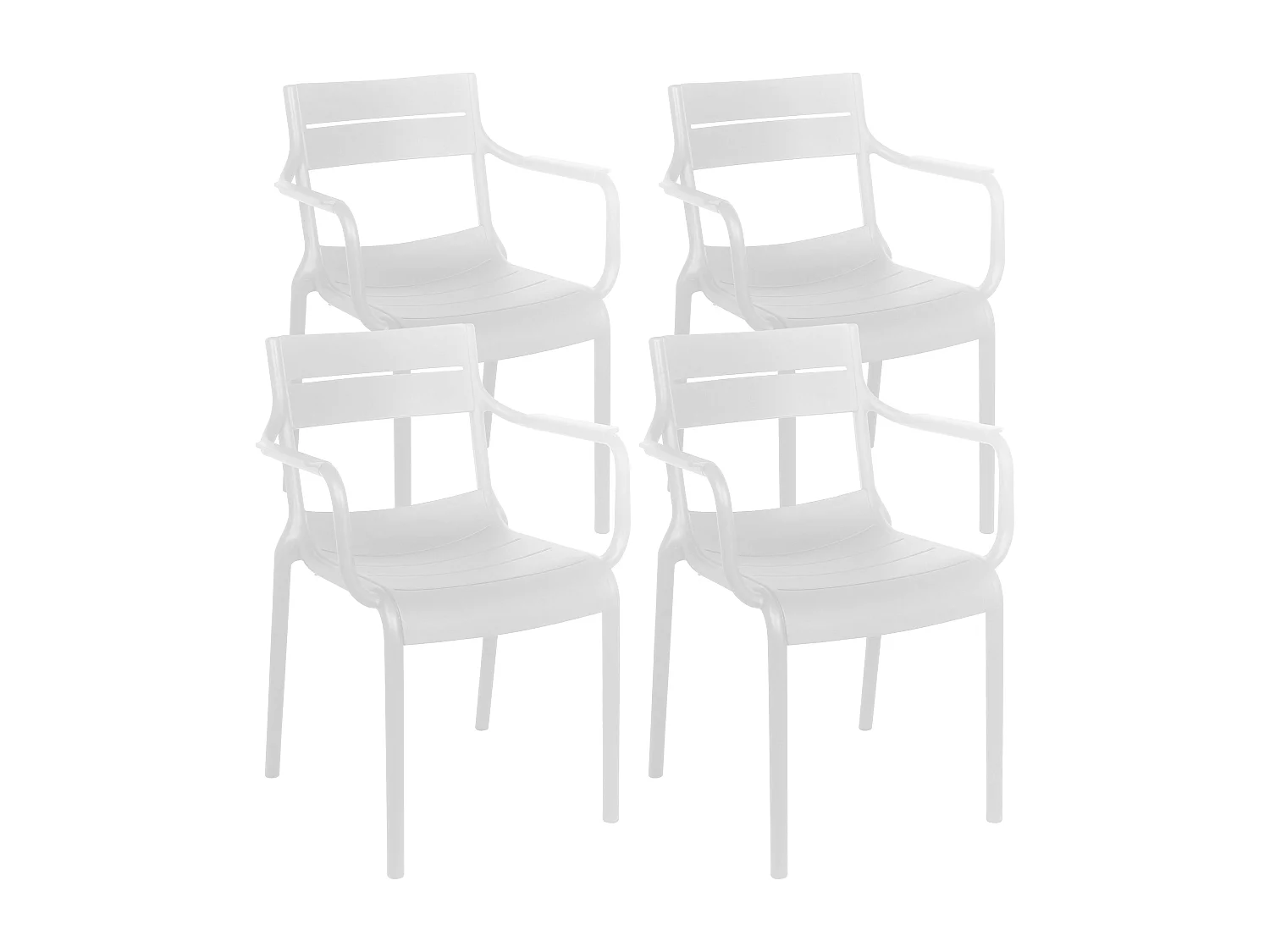 Lot de 4 fauteuils de terrasse en plastique blanc