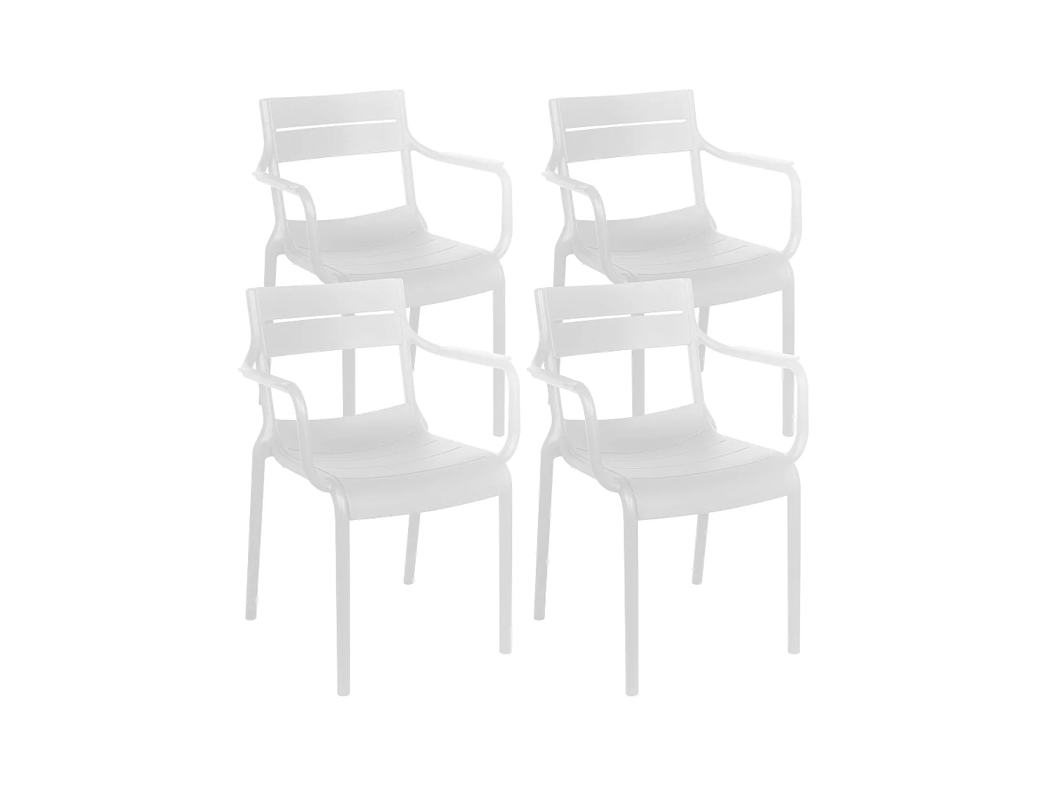 Lot de 4 fauteuils de terrasse en plastique blanc