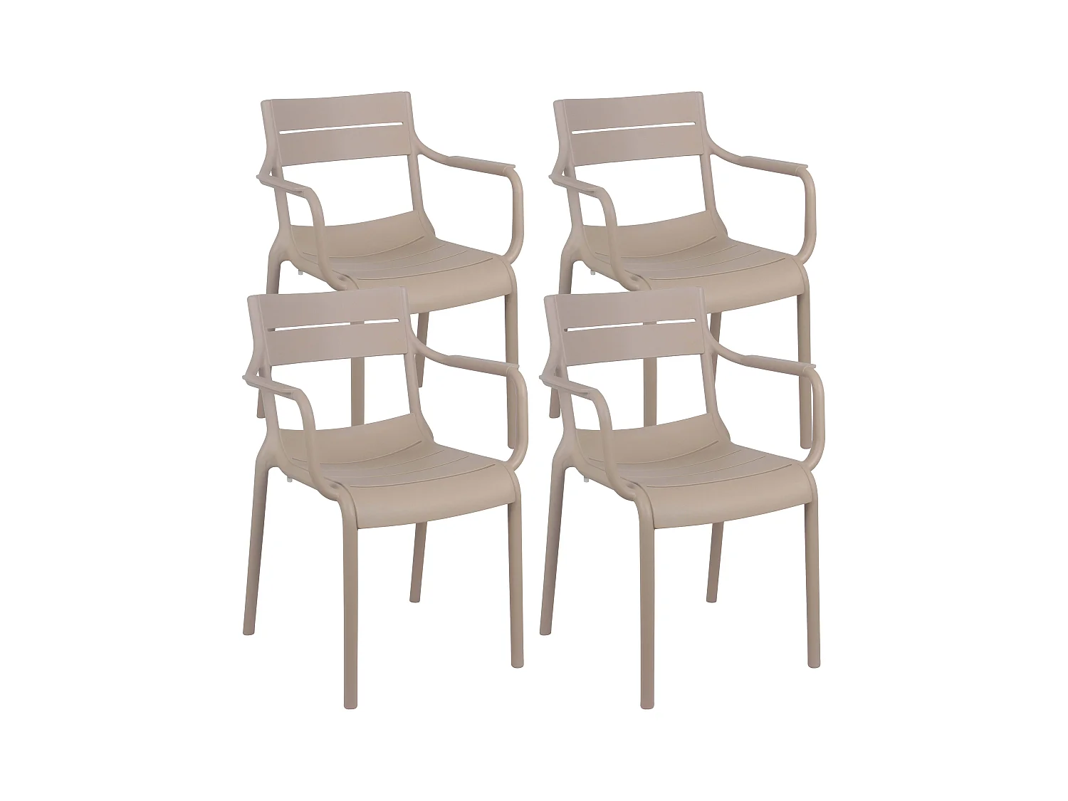 Lot de 4 fauteuils de terrasse en plastique beige