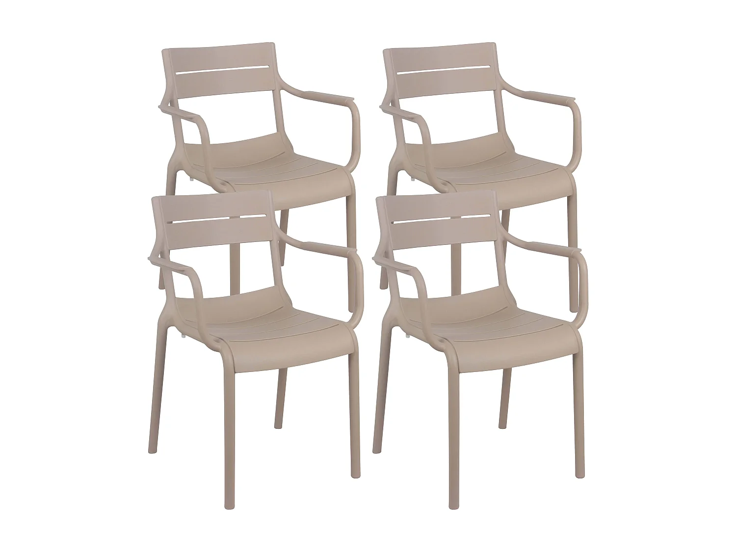 Lot de 4 fauteuils de terrasse en plastique beige