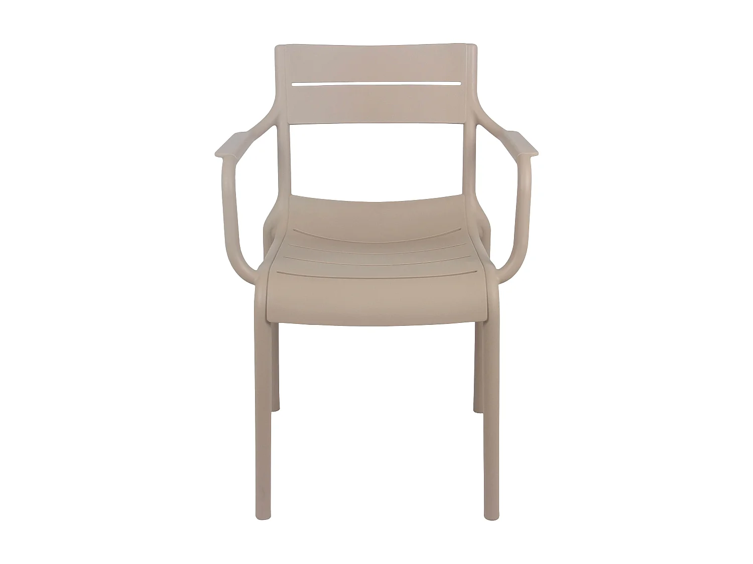 Lot de 4 fauteuils de terrasse en plastique beige