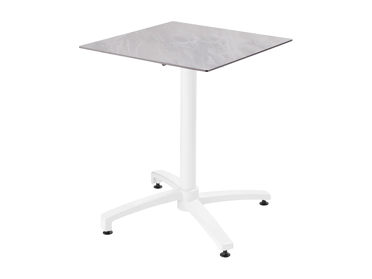 Ensemble table 60 cm marbre et 4 chaises en métal gris