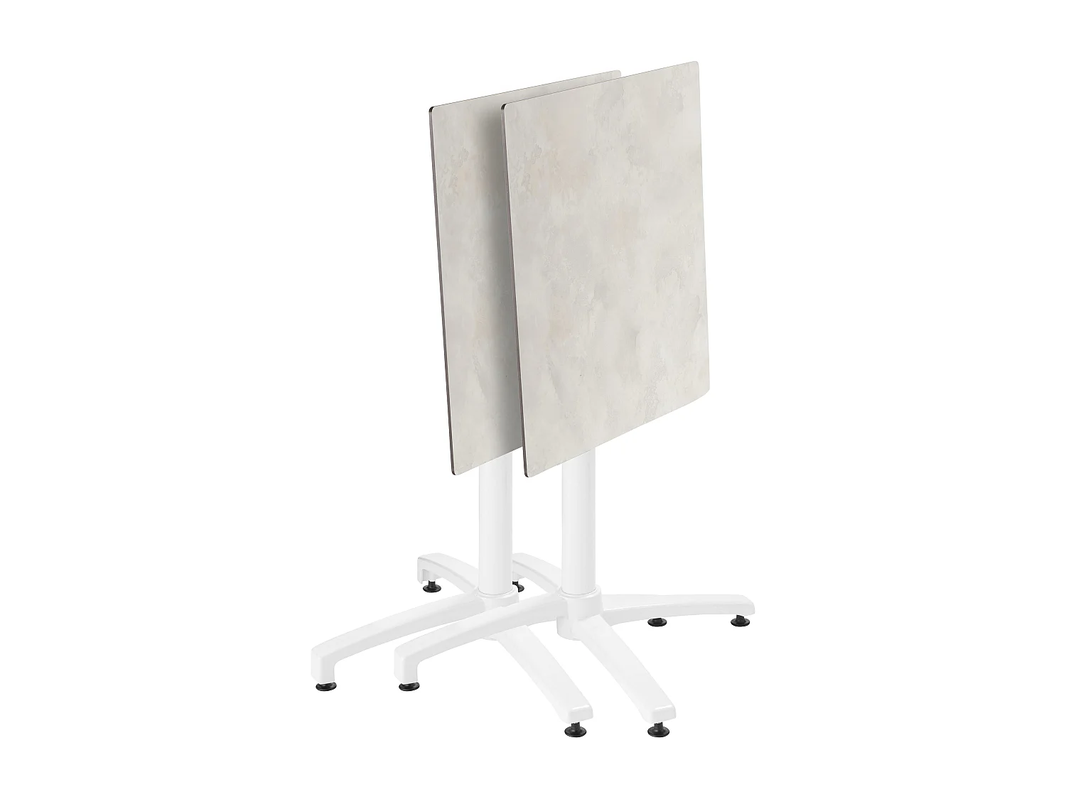 Ensemble table 70 cm gris clair et 4 chaises en métal blanc