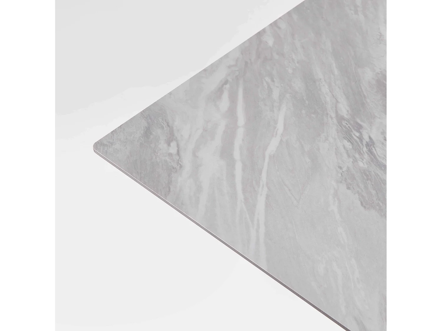 Ensemble table 70 cm marbre et 4 chaises en métal taupe