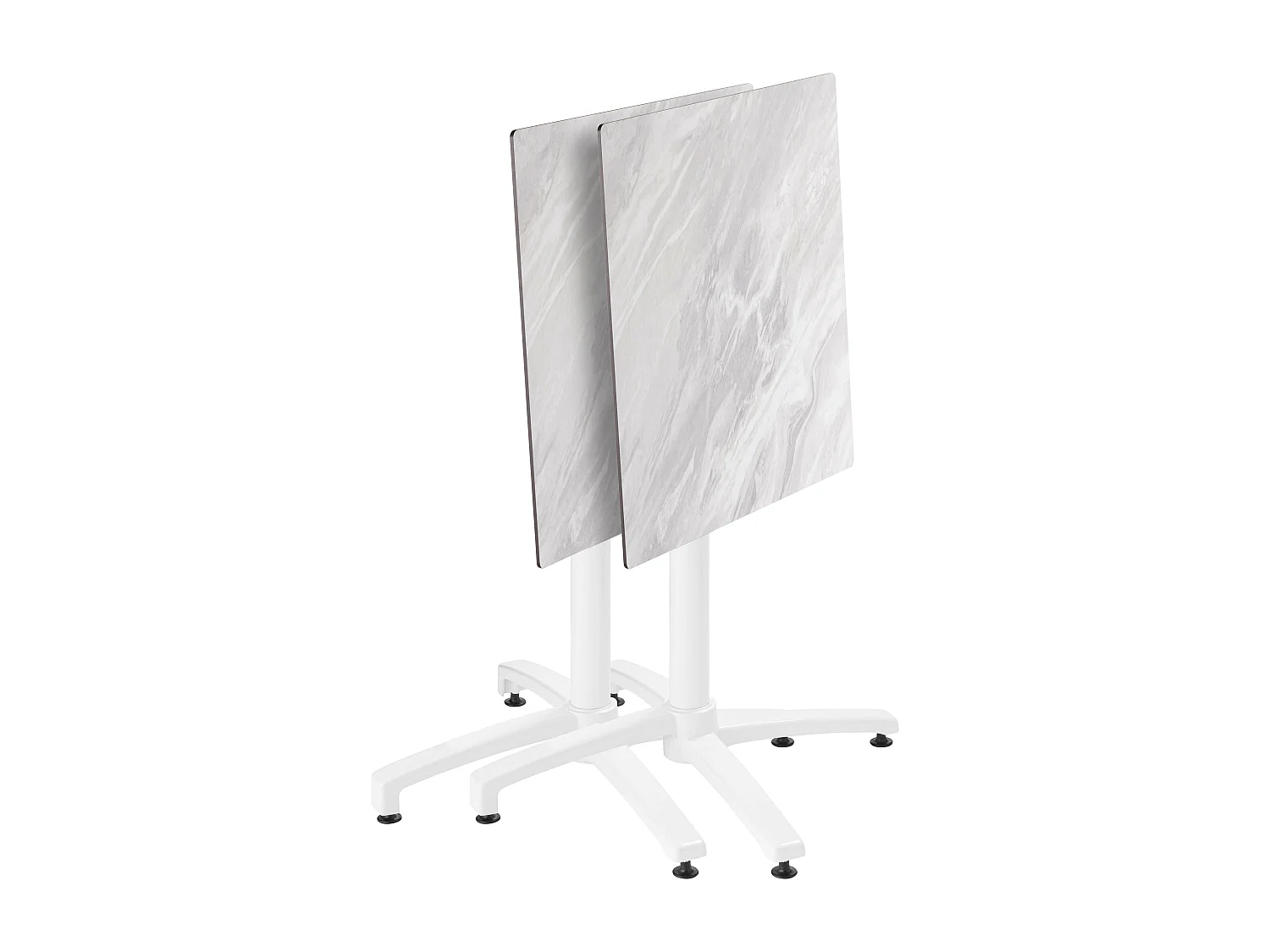 Ensemble table 60 cm marbre et 4 chaises en métal blanc