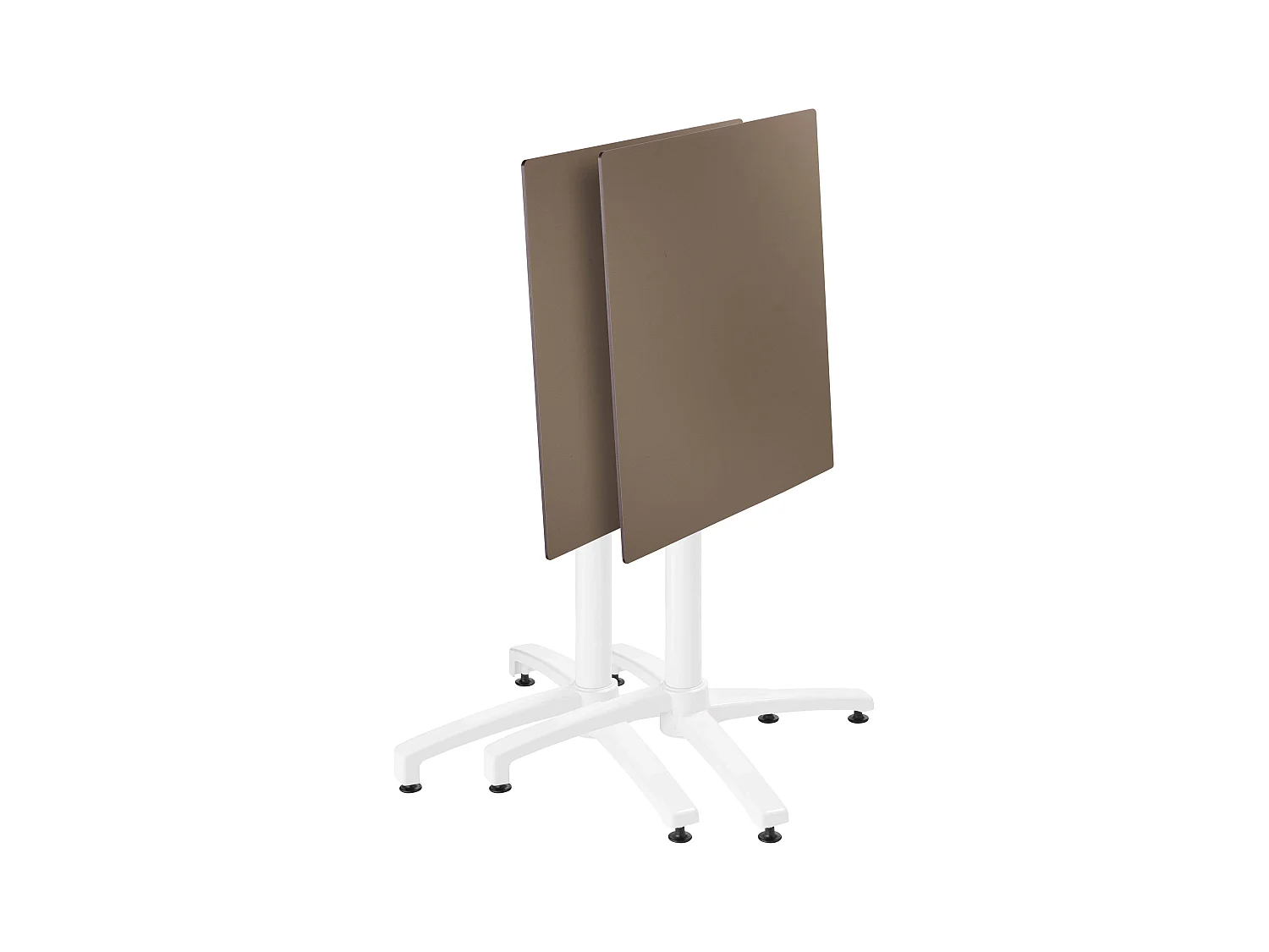 Ensemble table 60 cm taupe et 4 chaises en métal blanc