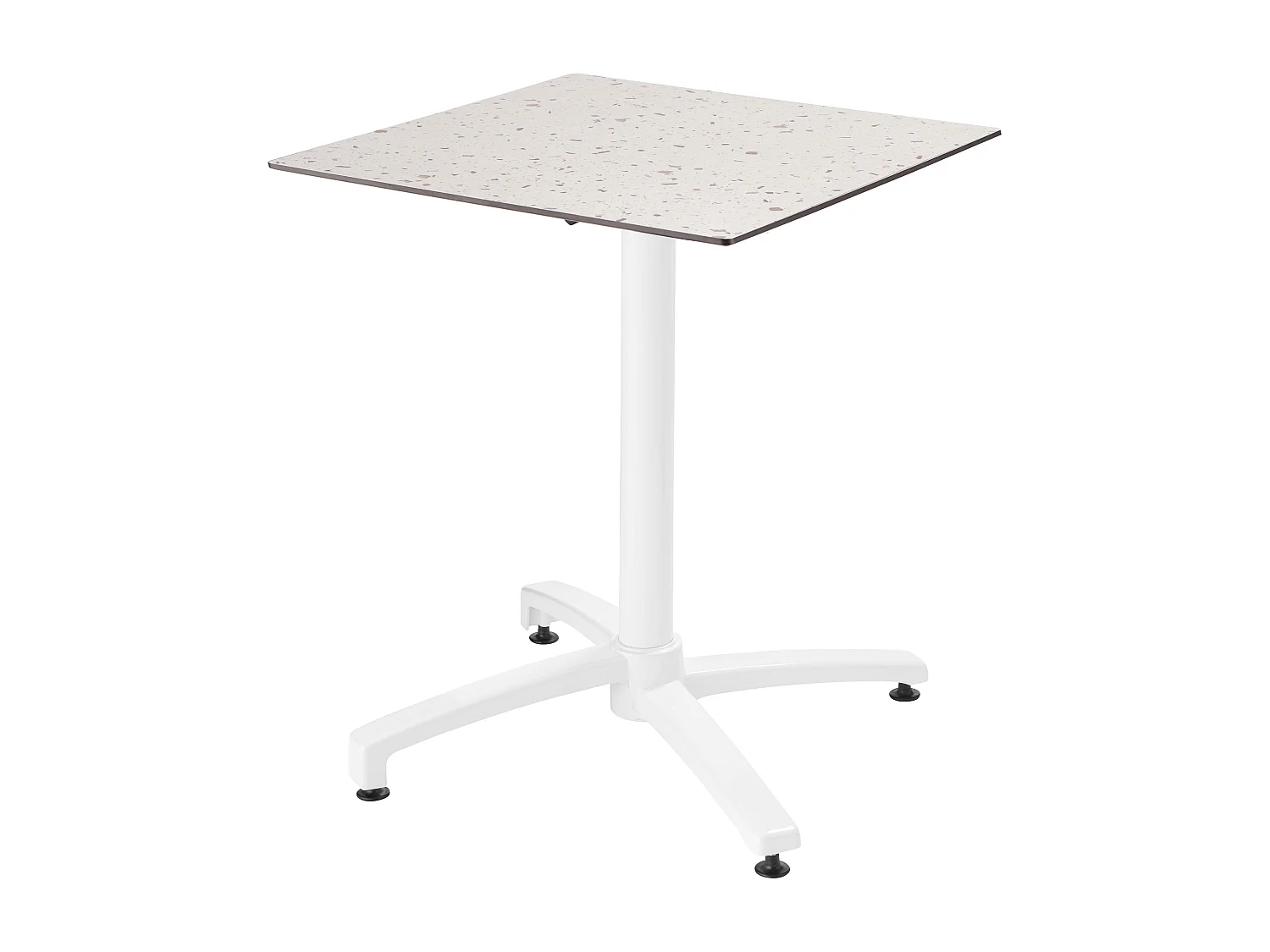 Ensemble table 60 cm terrazzo et 4 chaises en métal gris