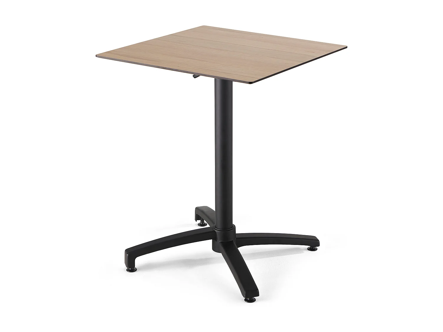 Ensemble table 60 cm chêne clair et 4 fauteuils en métal taupe