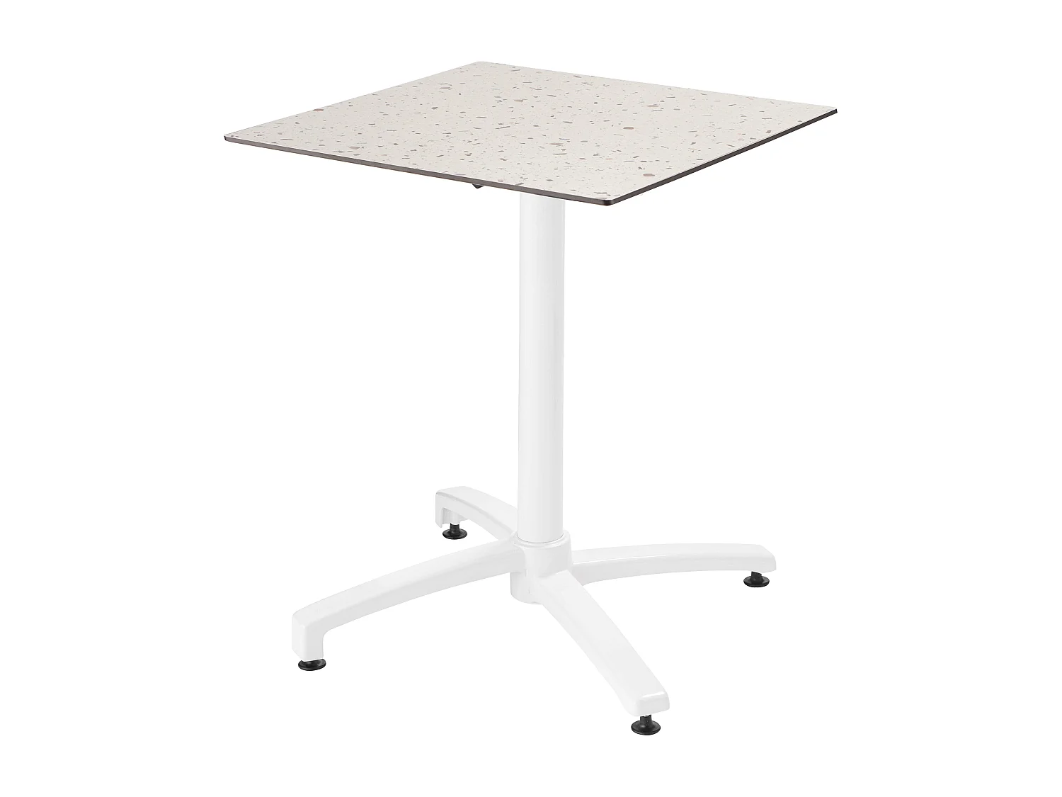 Ensemble table 60 cm terrazzo et 4 chaises en métal blanc