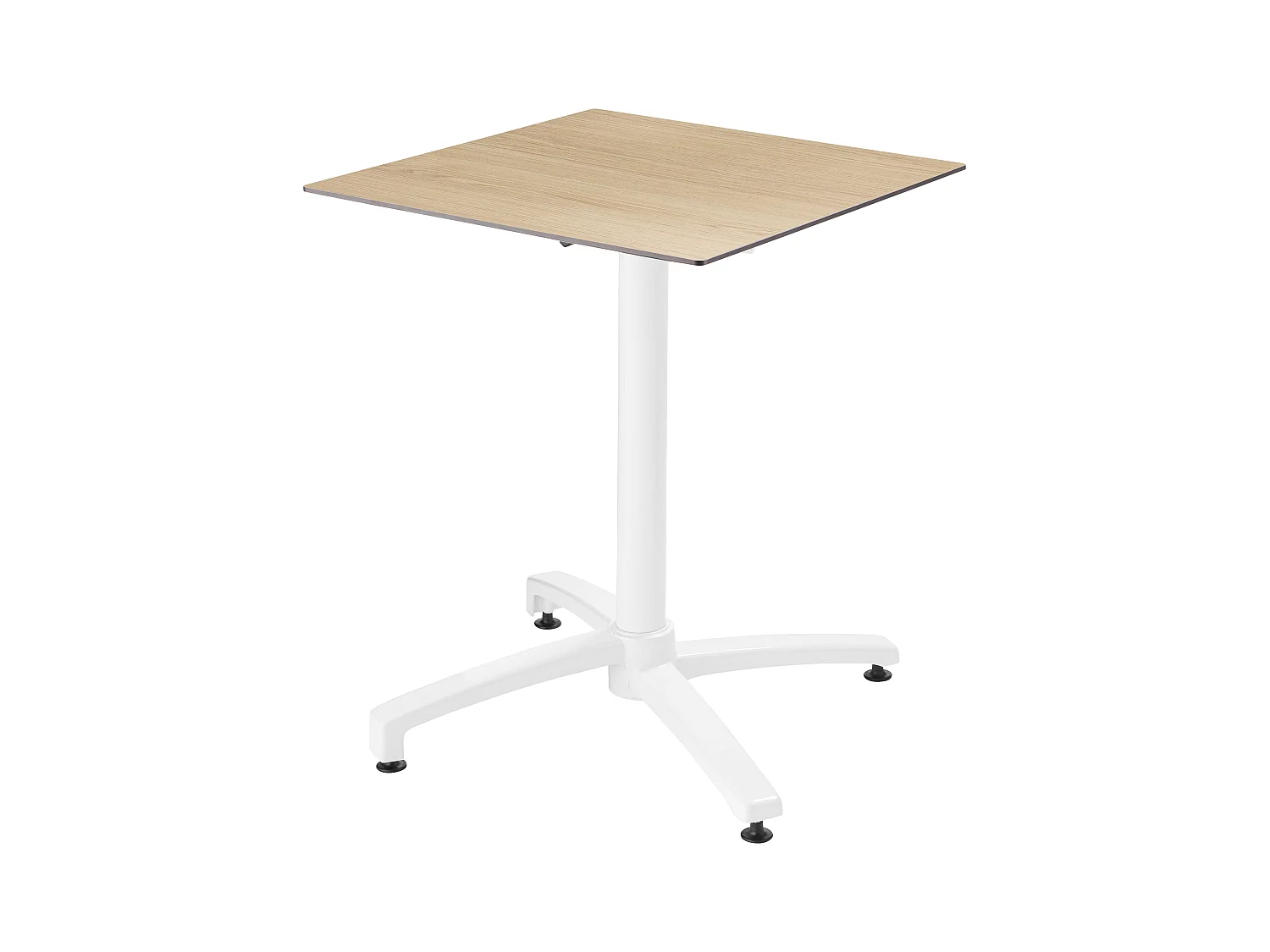 Ensemble table 60 cm chêne naturel et 4 chaises en métal blanc