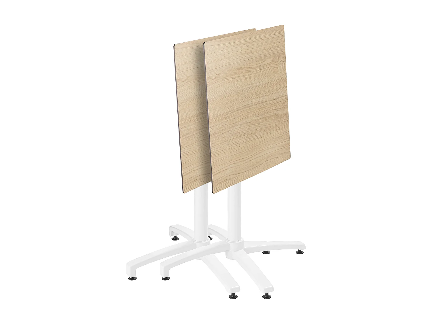 Ensemble table 60 cm chêne naturel et 4 chaises en métal blanc