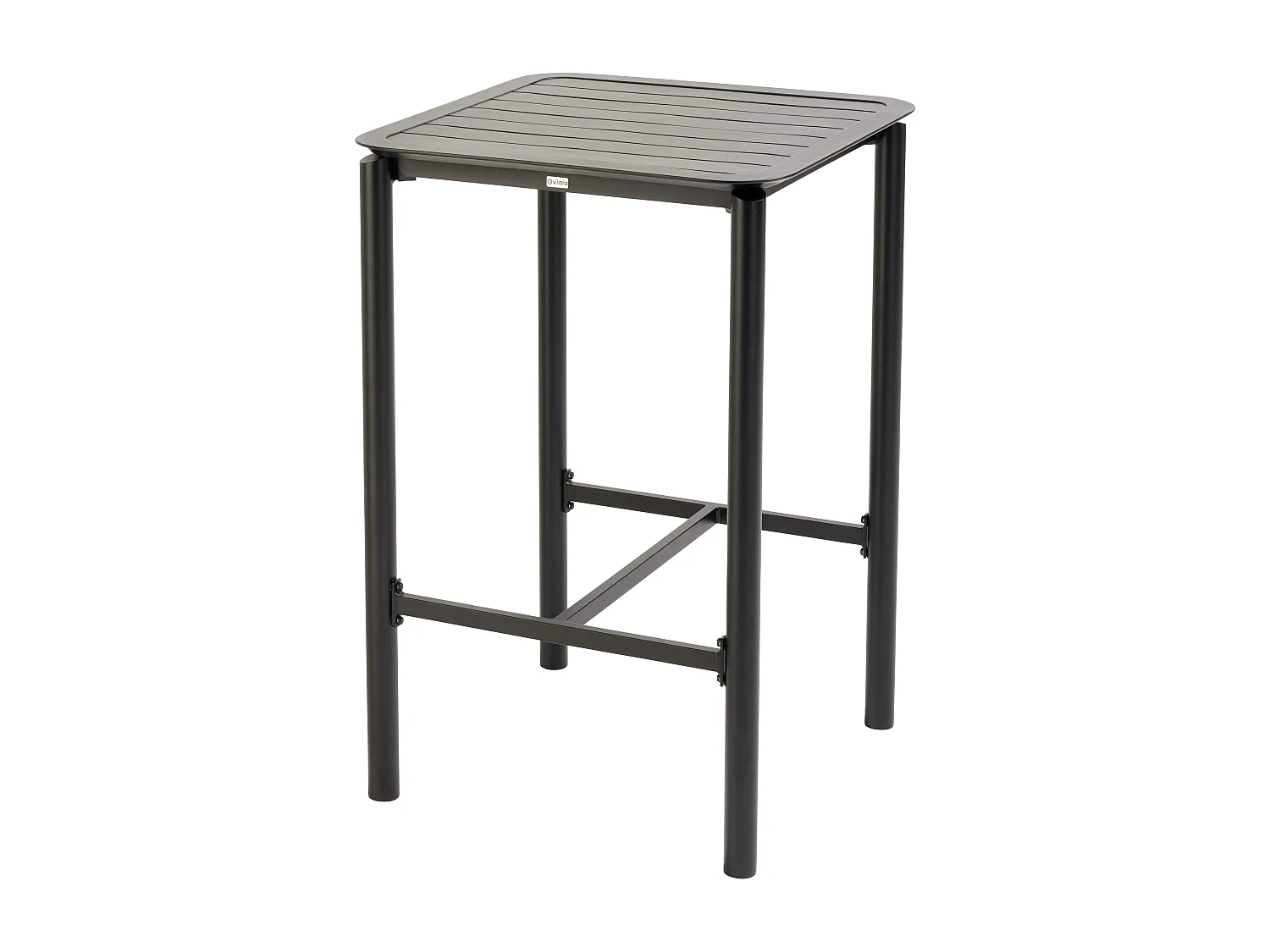 Table haute de terrasse avec 2 chaises en aluminium noir