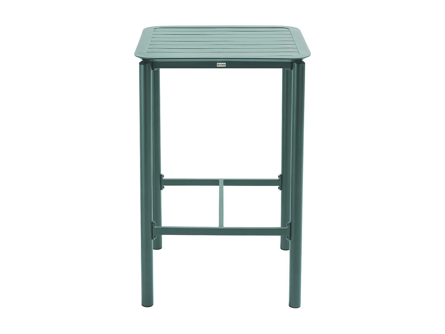 Hoge terrastafel met 2 stoelen in donkergroen aluminium