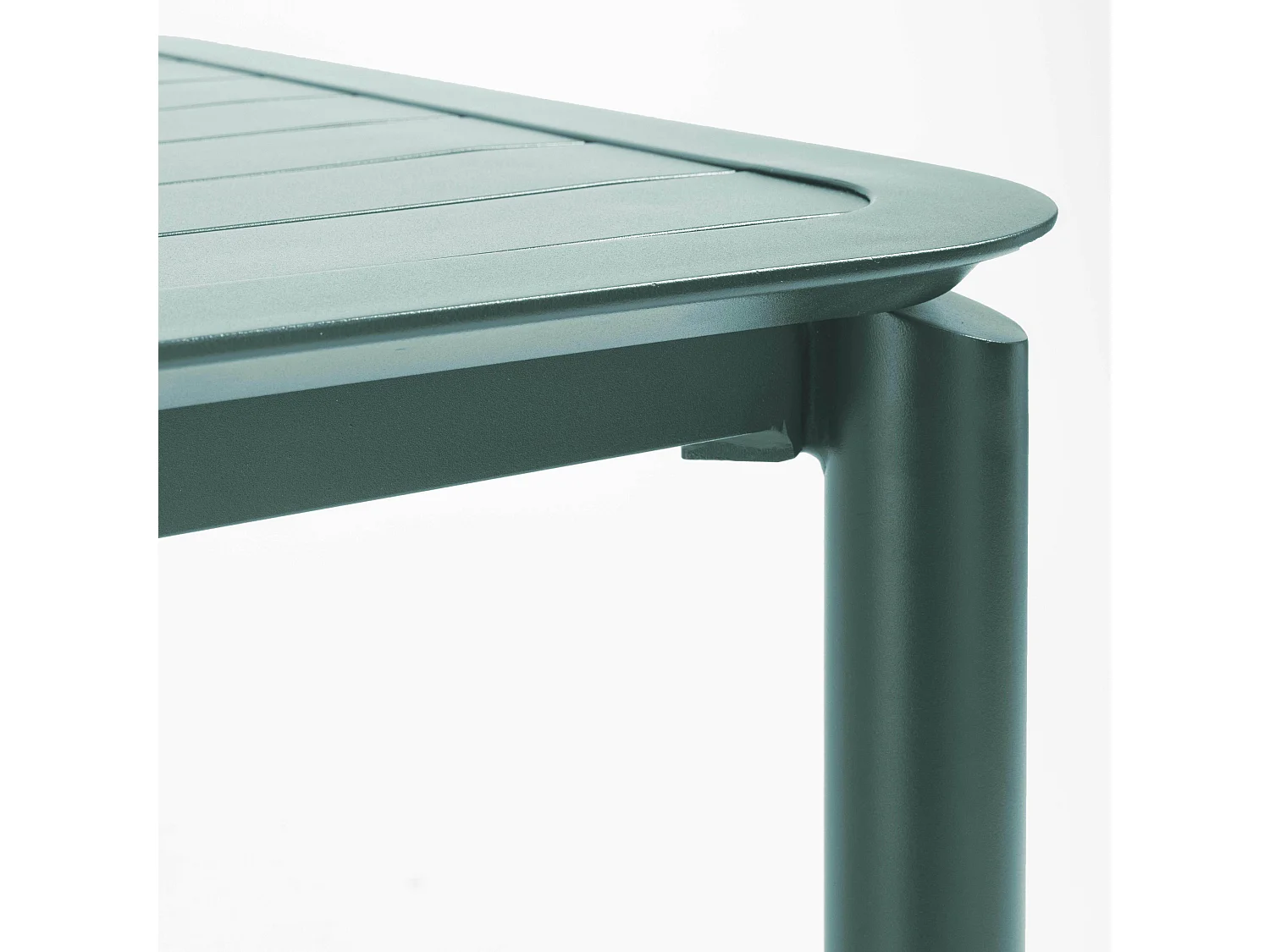 Hoge terrastafel met 2 stoelen in donkergroen aluminium