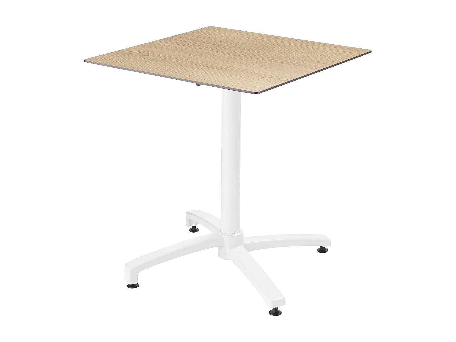 Ensemble table 70 cm chêne naturel et 4 chaises en métal gris