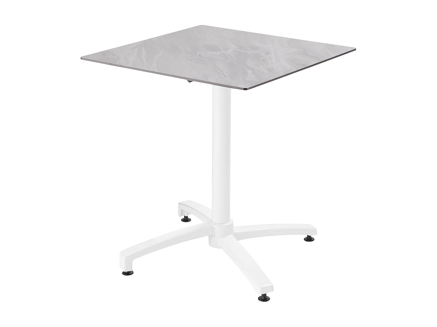 Ensemble table 70 cm marbre et 4 chaises en métal gris