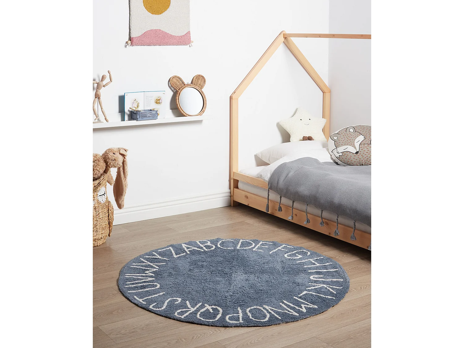 Tapis enfant rond en coton bleu ø 120 cm VURGUN